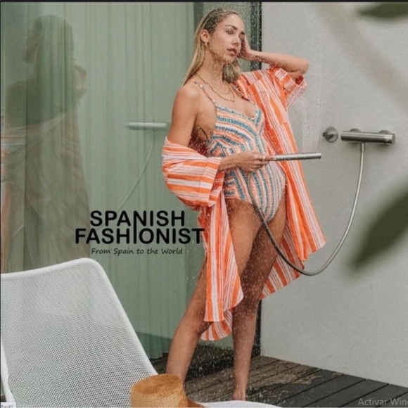 LEMLEM X‎ H&M LONG ORANGE/ WHITE LYOCELL SHIRT BEACH
COVERUP M/L - Picture 2 of 7